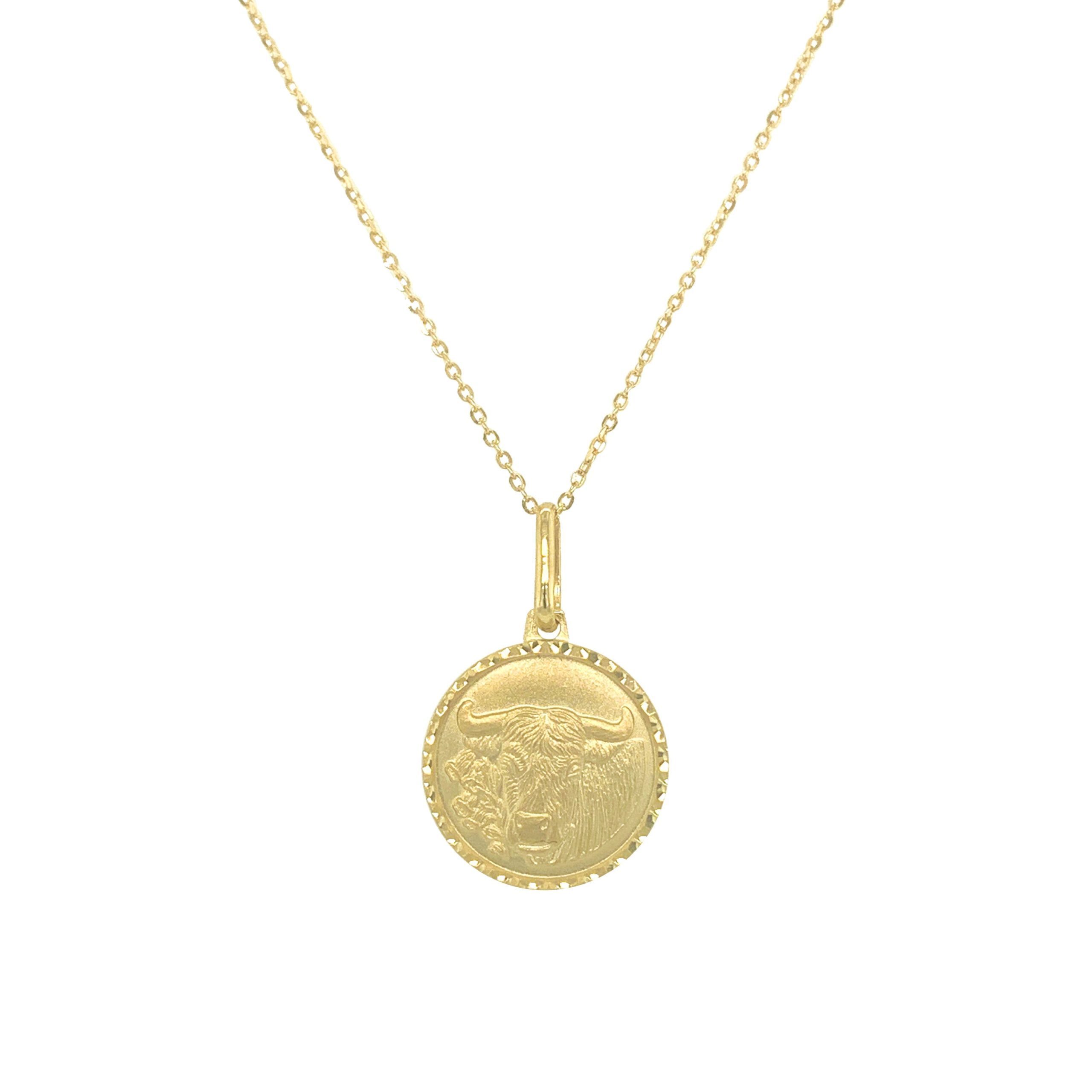 Zodiac Taurus Necklace In 14k Yellow Gold